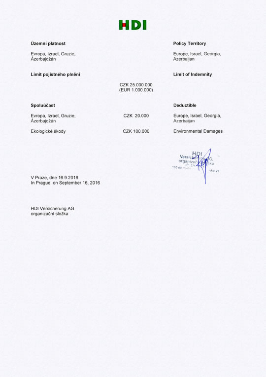 Certificate of Insurance (page 2)