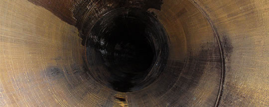 Internal surface of pipe after decontamination